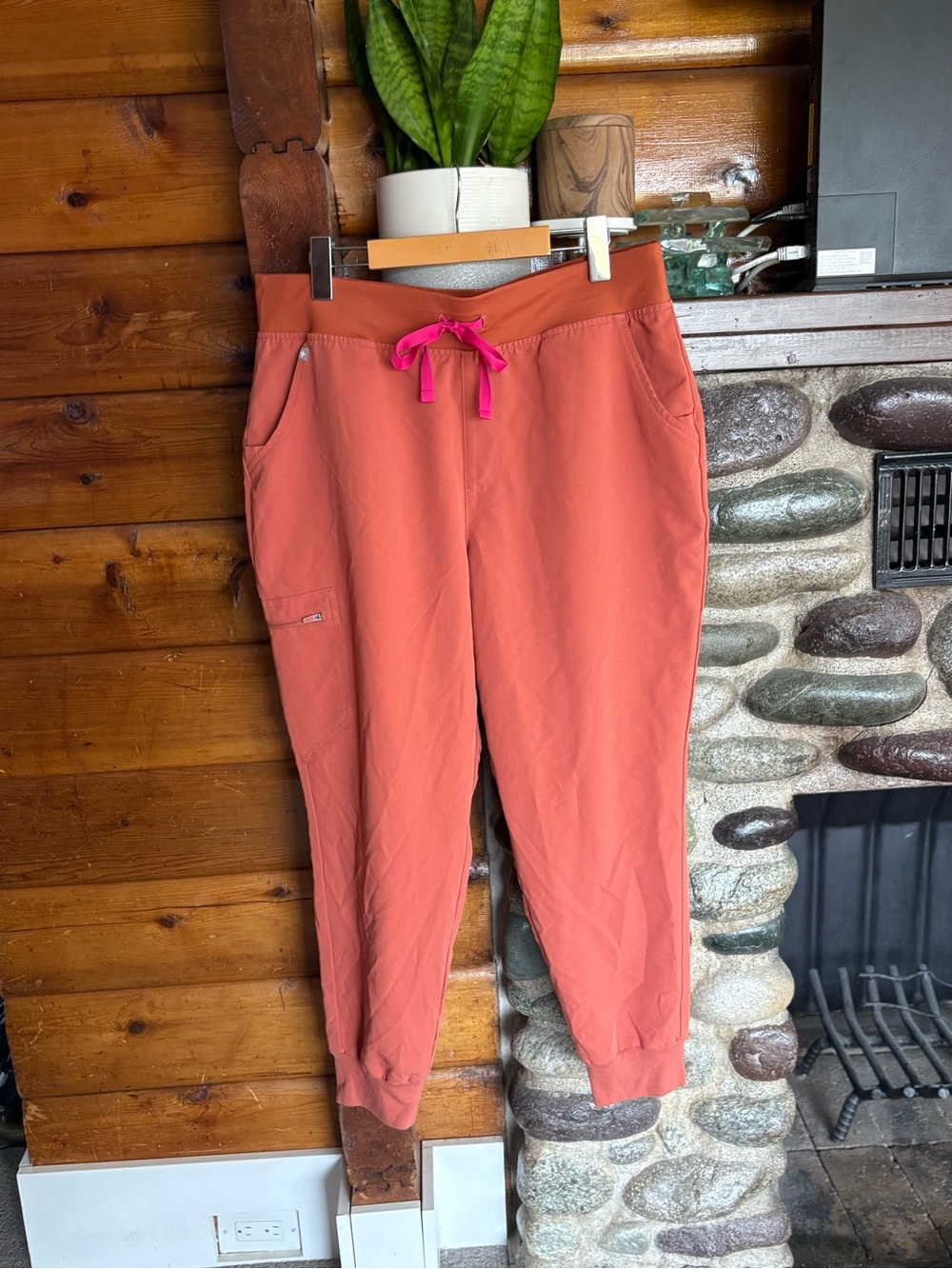 FIGS Zamora Jogger Scrub Pants Burnt Orange Pink Drawstring XL Petite (Short)
